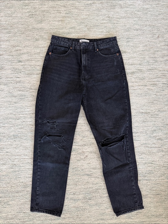 Zara Denim - ZARA Washed Charcoal Black High-Rise Jeans, Ankle Length